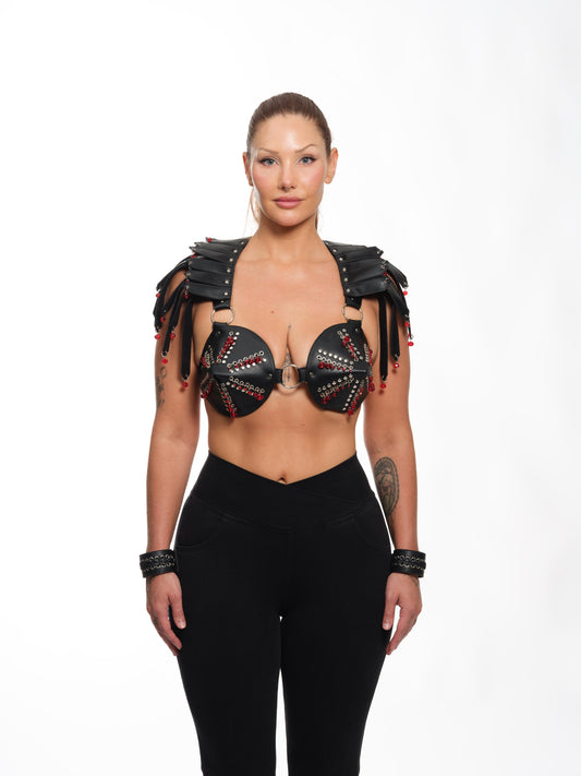 Beaded Feather Cone Bra